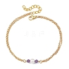 White Round Shell Pearl & Natural Mixed Stone Beads Anklets AJEW-AN00835-5