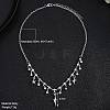 Alloy Micro Pave Cubic Zirconia Pendant Bib Necklaces for Women PW-WG44820-01-2