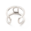 Clear Cubic Zirconia Initial Letter Open Cuff Ring RJEW-A012-01P-D-3