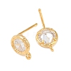 Brass Micro Pave Clear Cubic Zirconia Stud Earring Findings KK-Z133-01G-01-2