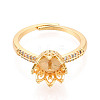 Crown Shape Brass Micro Pave Clear Cubic Zirconia Cup Peg Ring Settings KK-T076-18G-2