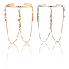 2Pcs 2 Colors Bohemia Style Tassel Alloy Upper Arm Open Cuff Bangles for Women BJEW-CY0001-03A-6