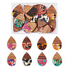 Beadthoven 16Pcs 8 Styles Transparent Resin & Walnut Wood Pendants RESI-BT0001-30-10