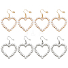4 Pairs 2 Colors Iron Heart Dangle Earrings EJEW-HY0001-40-1