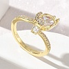 Brass Micro Pave Cubic Zirconia Cuff Open Rings CU-CBAEC29-08G-1