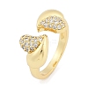 Brass Micro Pave Cubic Zirconia Cuff Rings RJEW-U030-03G-03-1