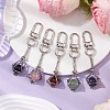 Stainless Steel Macrame Chain Pouch Round Natural Lapis Lazuli & Amethyst & Green Aventurine & Carnelian & Rose Quartz Holder Pendant Decorations HJEW-JM02049-2