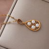 Vintage European 304 Stainless Steel & Imitation Pearl Teardrop Pendant Necklaces for Women NU2800-3