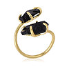 1Pc Raw Natural Gemstone Nuggets Beads Alloy Cuff Rings RJEW-PH0001-15C-1