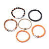 6Pcs 6 Styles Halloween Handmade Polymer Clay Beaded Stretch Bracelets Sets BJEW-TA00490-4