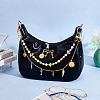 1Pc Acrylic Round Beaded & Brass Feather Cross Tassel Bag Decorative Chains and 1Pc Alloy Brooch HJEW-GA00055-4