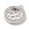 Rack Plating Brass Micro Pave Clear Cubic Zirconia Pendant Cabochon Setttings KK-L224-048P-2