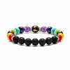 Chakra Theme Natural & Synthetic Mixed Gemstone Beaded Stretch Bracelets QD1254-8-1