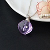 Medium Purple Glass Bottle with Iron Ball Chain Pendant Necklaces PW-WGF3857-15-1