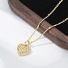 Brass Micro Pave Clear Cubic Zirconia Heart with Key Pendant Necklaces for Women NJEW-M088-02G-01-5