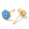 Enamel Hexagon with Evil Eye Stud Earrings EJEW-E274-03G-01-2