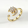 Brass Micro Pave Cubic Zirconia Rotating Cuff Rings for Women FS-WG7CCCF-05-1