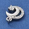 925 Sterling Silver Micro Pave Clear Cubic Zirconia Crescent Moon Charms STER-S009-04S-2