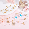 16Pcs Brass Micro Pave Clear Cubic Zirconia Stud Earring Findings MAK-BBC0001-19A-4