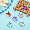 10Pcs 5 Colors Two Tone Transparent Glass Pendants GLAA-YW0001-97-5