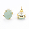 Natural & Synthetic Gemstone Stud Earrings EJEW-L196-04-3