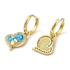 Heart with Owl Rack Plating Brass Micro Pave Cubic Zirconia Hoop Earrings EJEW-P277-05G-2