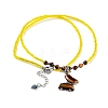 Natural Tiger Eye Faceted Butterfly  Pendant Necklaces NJEW-G143-01G-2