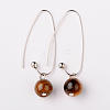 Natural Gemstone Round Bead Earrings X-EJEW-JE01150-2