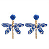Alloy & Raffia Dangle Stud Earrings FS-WGCB008-06-1