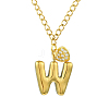 304 Stainless Steel Clear Cubic Zirconia Heart & Letter Pendant Curb Chain Necklaces for Women NJEW-FS00012-27W-1