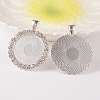 Flat Round Alloy Rhinestone Pendant Cabochon Settings X-ALRI-T351-01S-4