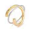 Brass Criss Cross Open Cuff Ring for Women RJEW-C102-12GP-1