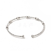 Rack Plating Brass Drum Beaded Open Cuff Bangle for Women BJEW-E073-07P-2