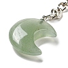 Reiki Natural Green Aventurine Moon Pendant Keychains KEYC-P015-01P-11-2