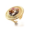 Natural Rose Quartz & Tiger Eye & Quartz Crystal & Amethyst Chip Finger Rings for Women RJEW-R012-06G-01-2