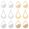 DICOSMETIC 12Pcs 3 Style 201 Stainless Steel Pendants STAS-DC0001-62-1