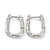 Textured Rectangle Brass Hoop Earrings LS-EJEW-B007-02P-1