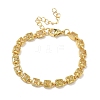 Square Brass Pave Cubic Zirconia Link Chain Bracelets for Women BJEW-P385-04G-06-1