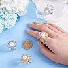   4Pcs 2 Colors Crystal Rhinestone Oval with Plastic Pearl Scarf Buckle Ring AJEW-PH0004-22-3