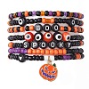 7Pcs 7 Styles Evil Eye & Word Glass & Lampwork Beaded Stretch Bracelet Sets BJEW-JB10447-1