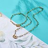 304 Stainless Steel Oval Link Bracelet and Necklace with Paperclip Chains SJEW-JS01254-2