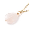 Natural Rose Quartz Teardrop Pendant Necklace X-NJEW-JN03900-01-5