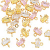 24Pcs 3 Colors Brass Pave Cubic Zirconia Rectangle Connector Charms KK-TA0009-18-3