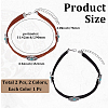 2Pcs 2 Colors Alloy Pave Synthetic Turquoise Oval Imitation Leather Choker Necklaces for Women NJEW-CY0001-06-2