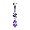 316L Surgical Stainless Steel Cubic Zirconia Teardrop Dangle Belly Rings WG1D57E-02-2