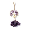 Wire Wrapped Chips Natural Amethyst Big Pendant Decorations HJEW-H057-03E-3