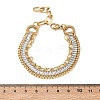 304 Stainless Steel & Glass Double Layers Chain Bracelets for Women BJEW-F540-10G-03-5