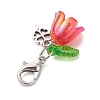 8Pcs 8 Colors Flower Acrylic & Alloy Clover Pendant Decorations HJEW-JM02793-5