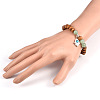 Wood Beaded Stretch Charm Bracelets BJEW-JB01830-4