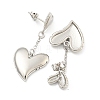 Heart Brass Dangle Stud Earrings EJEW-M258-68P-2